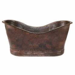 Premier Copper Products 67" Hammered Copper Double Slipper Bathtub