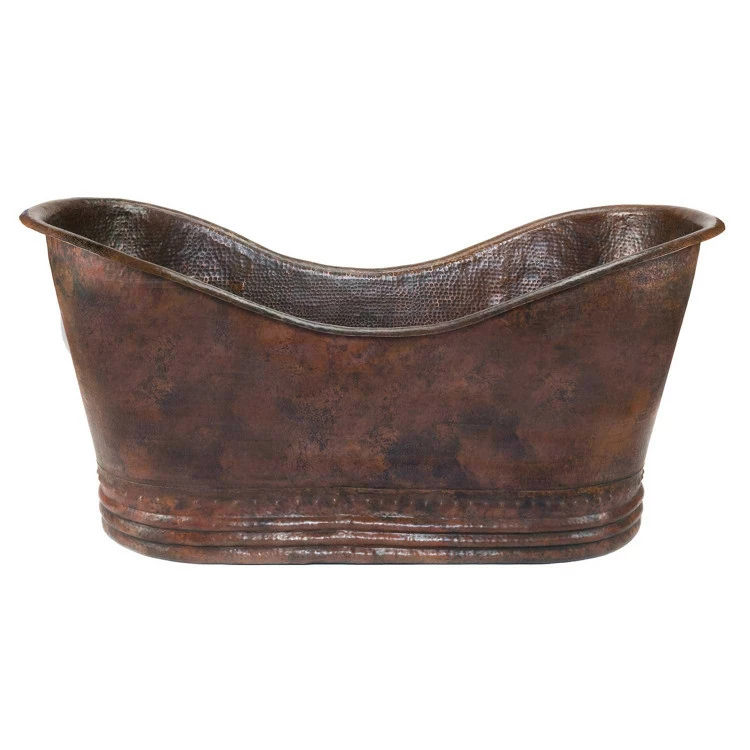 Premier Copper Products 67" Hammered Copper Double Slipper Bathtub 3 Premier Copper Products 67" Hammered Copper Double Slipper Bathtub
