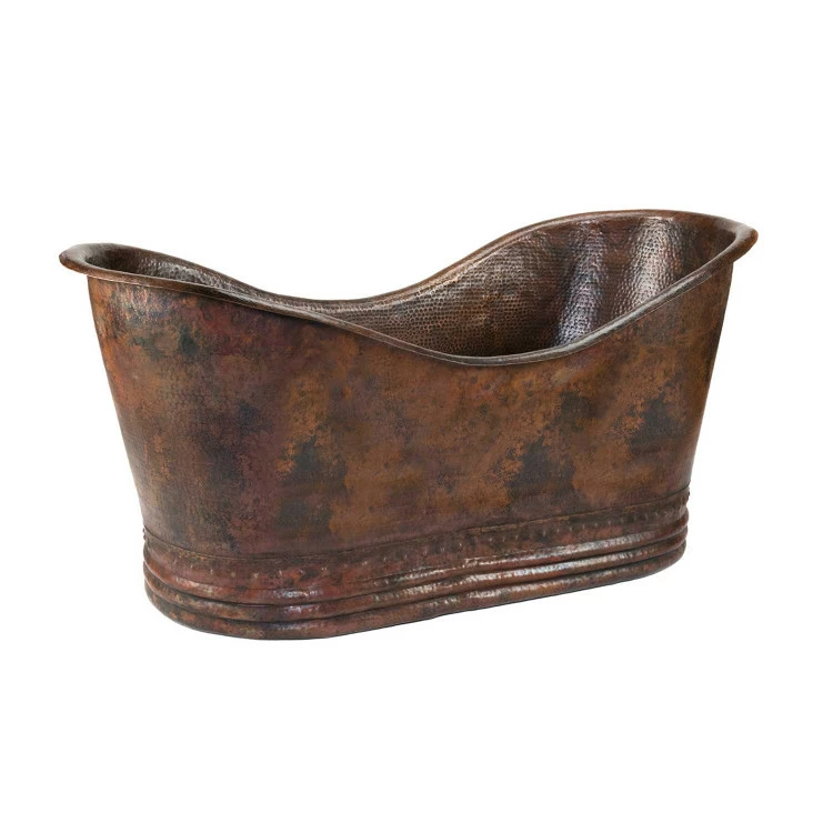 Premier Copper Products 67" Hammered Copper Double Slipper Bathtub 4 Premier Copper Products 67" Hammered Copper Double Slipper Bathtub - Image 2
