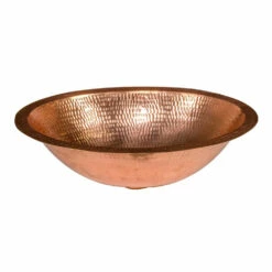 Premier Copper Products 17" Oval Under Counter Hammered Copper Bathroom Sink In Polished Copper