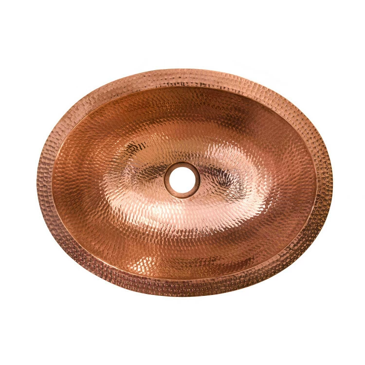Premier Copper Products 17" Oval Under Counter Hammered Copper Bathroom Sink In Polished Copper 4 Premier Copper Products 17" Oval Under Counter Hammered Copper Bathroom Sink In Polished Copper - Image 2