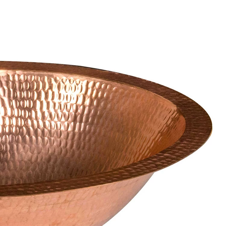 Premier Copper Products 17" Oval Under Counter Hammered Copper Bathroom Sink In Polished Copper 5 Premier Copper Products 17" Oval Under Counter Hammered Copper Bathroom Sink In Polished Copper - Image 3
