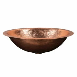 Premier Copper Products 19" Oval Under Counter Hammered Copper Bathroom Sink In Polished Copper