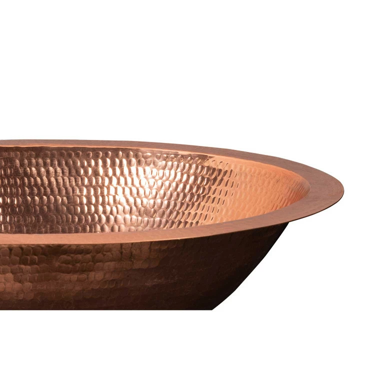 Premier Copper Products 19" Oval Under Counter Hammered Copper Bathroom Sink In Polished Copper 4 Premier Copper Products 19" Oval Under Counter Hammered Copper Bathroom Sink In Polished Copper - Image 2