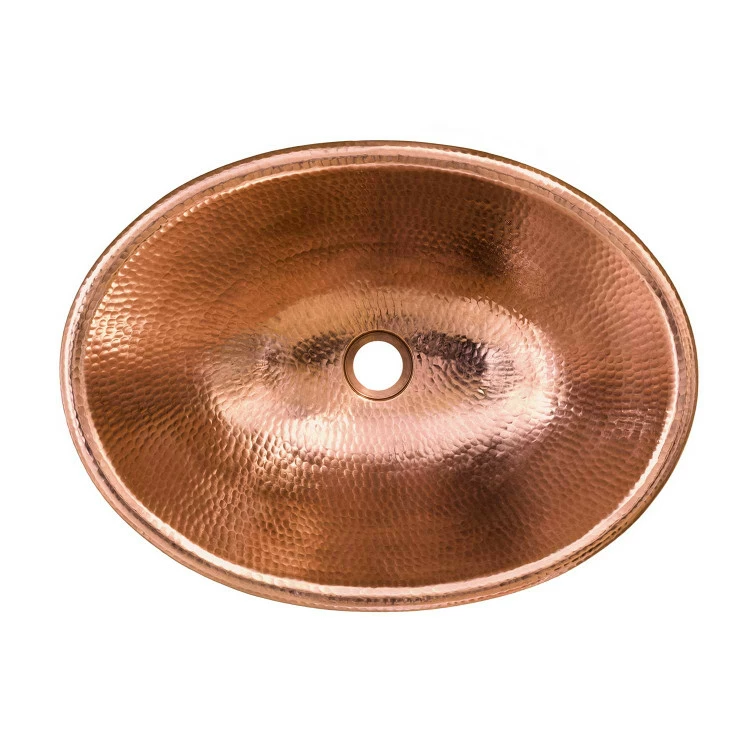 Premier Copper Products 19" Oval Self Rimming Hammered Copper Bathroom Sink In Polished Copper 4 Premier Copper Products 19" Oval Self Rimming Hammered Copper Bathroom Sink In Polished Copper - Image 2
