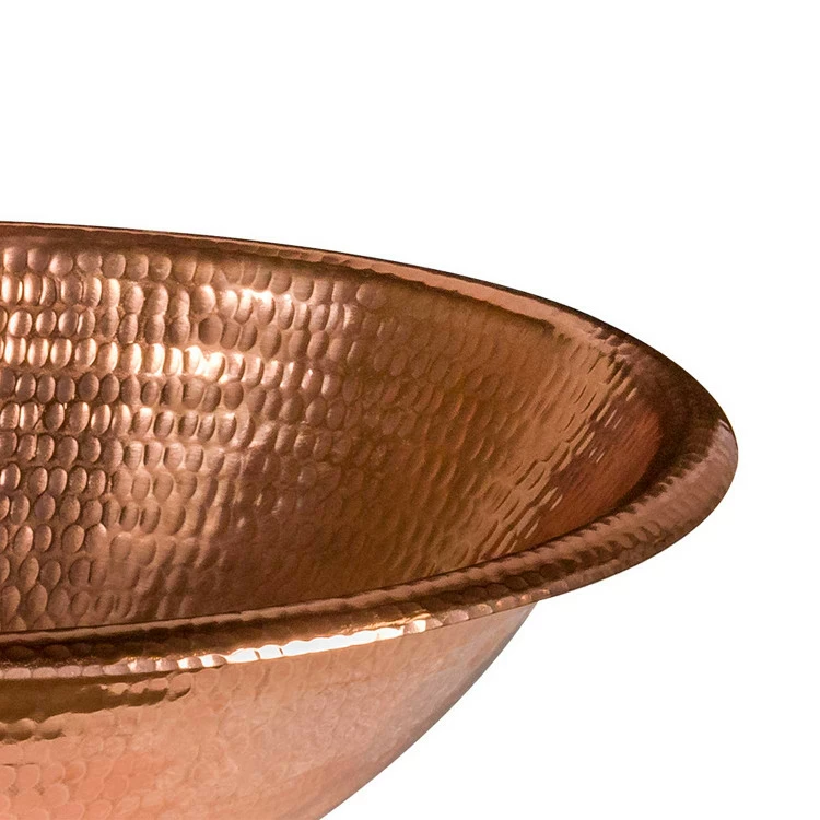 Premier Copper Products 19" Oval Self Rimming Hammered Copper Bathroom Sink In Polished Copper 5 Premier Copper Products 19" Oval Self Rimming Hammered Copper Bathroom Sink In Polished Copper - Image 3