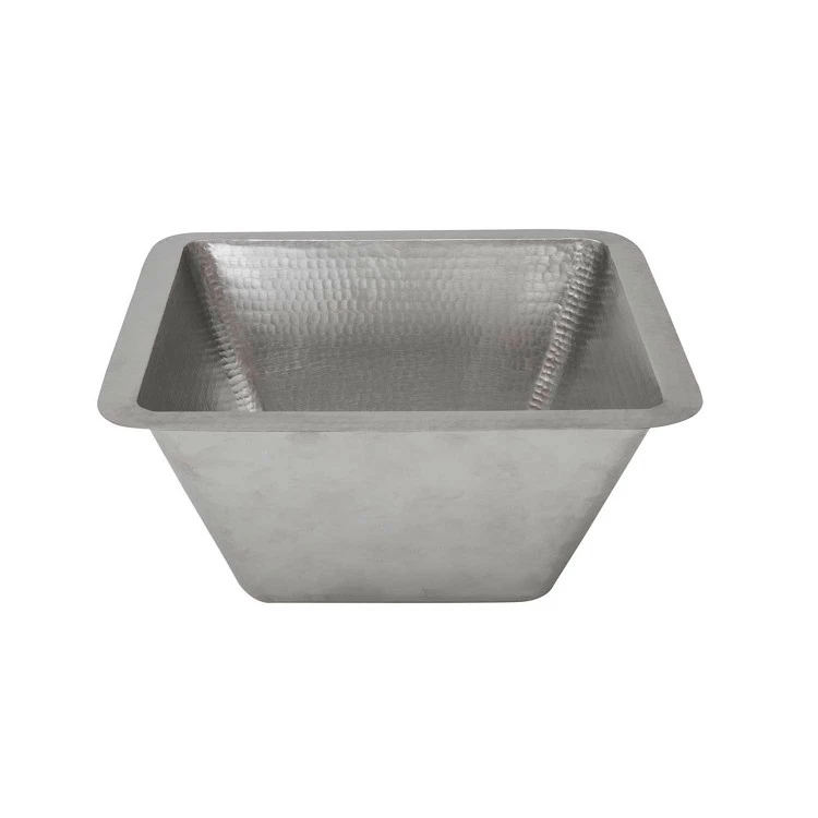 Premier Copper Products 15" Square Under Counter Copper Bathroom Sink - Electroless Nickel 3 Premier Copper Products 15" Square Under Counter Copper Bathroom Sink - Electroless Nickel