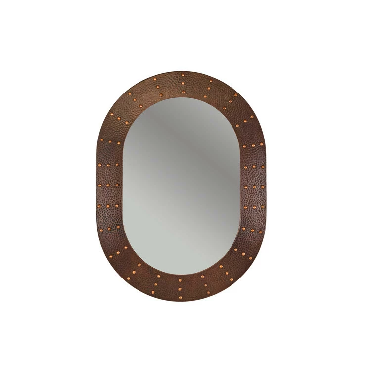 Premier Copper Products 35" Hand Hammered Oval Copper Mirror With Hand Forged Rivets 3 Premier Copper Products 35" Hand Hammered Oval Copper Mirror With Hand Forged Rivets