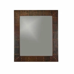 Premier Copper Products 36" Hand Hammered Rectangle Copper Mirror With Hand Forged Rivets
