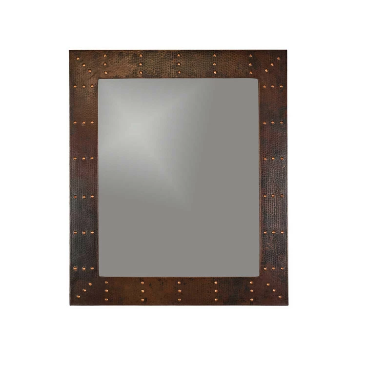 Premier Copper Products 36" Hand Hammered Rectangle Copper Mirror With Hand Forged Rivets 3 Premier Copper Products 36" Hand Hammered Rectangle Copper Mirror With Hand Forged Rivets