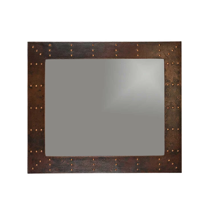 Premier Copper Products 36" Hand Hammered Rectangle Copper Mirror With Hand Forged Rivets 4 Premier Copper Products 36" Hand Hammered Rectangle Copper Mirror With Hand Forged Rivets - Image 2