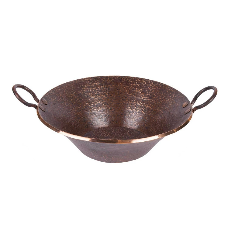 Premier Copper Products Round Hand Forged Old World Miners Pan Copper Vessel Sink 3 Premier Copper Products Round Hand Forged Old World Miners Pan Copper Vessel Sink