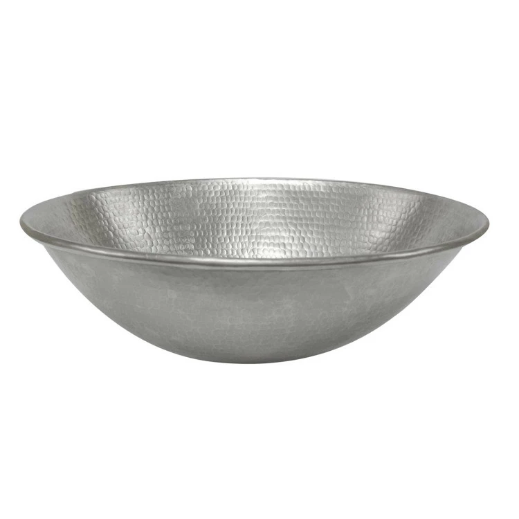 Premier Copper Products Oval Wired Rimmed Vessel Hammered Copper Sink In Electroless Nickel 3 Premier Copper Products Oval Wired Rimmed Vessel Hammered Copper Sink In Electroless Nickel