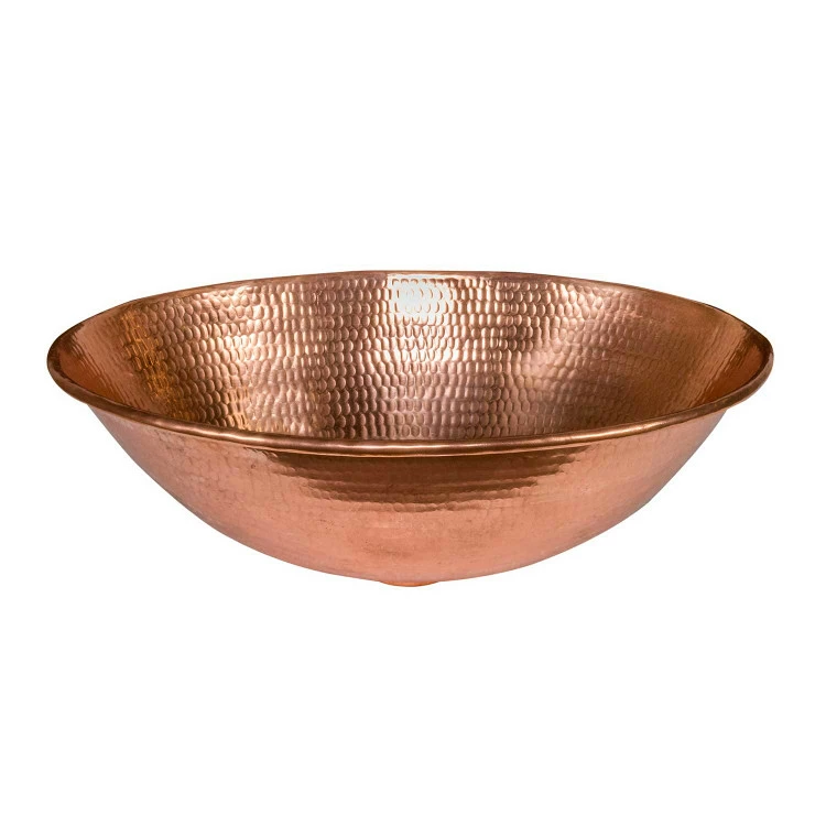 Premier Copper Products 17" Oval Wired Rim Vessel Hammered Copper Sink In Polished Copper 3 Premier Copper Products 17" Oval Wired Rim Vessel Hammered Copper Sink In Polished Copper