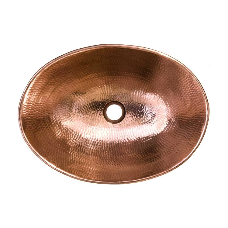 Premier Copper Products 17" Oval Wired Rim Vessel Hammered Copper Sink In Polished Copper 4 Premier Copper Products 17" Oval Wired Rim Vessel Hammered Copper Sink In Polished Copper - Image 2
