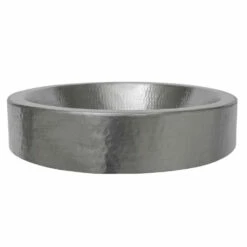 Premier Copper Products Oval Skirted Vessel Hammered Copper Sink In Electroless Nickel