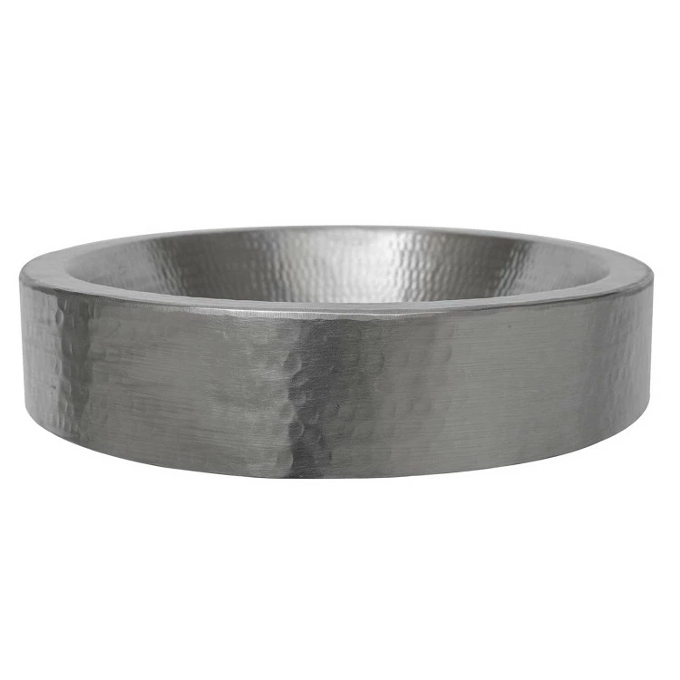 Premier Copper Products Oval Skirted Vessel Hammered Copper Sink In Electroless Nickel 3 Premier Copper Products Oval Skirted Vessel Hammered Copper Sink In Electroless Nickel