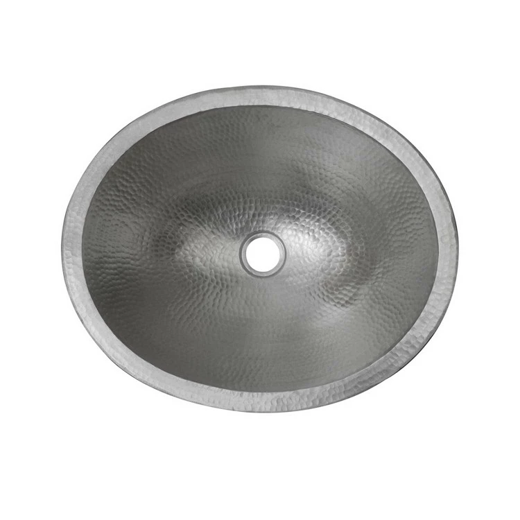 Premier Copper Products Oval Skirted Vessel Hammered Copper Sink In Electroless Nickel 5 Premier Copper Products Oval Skirted Vessel Hammered Copper Sink In Electroless Nickel - Image 3