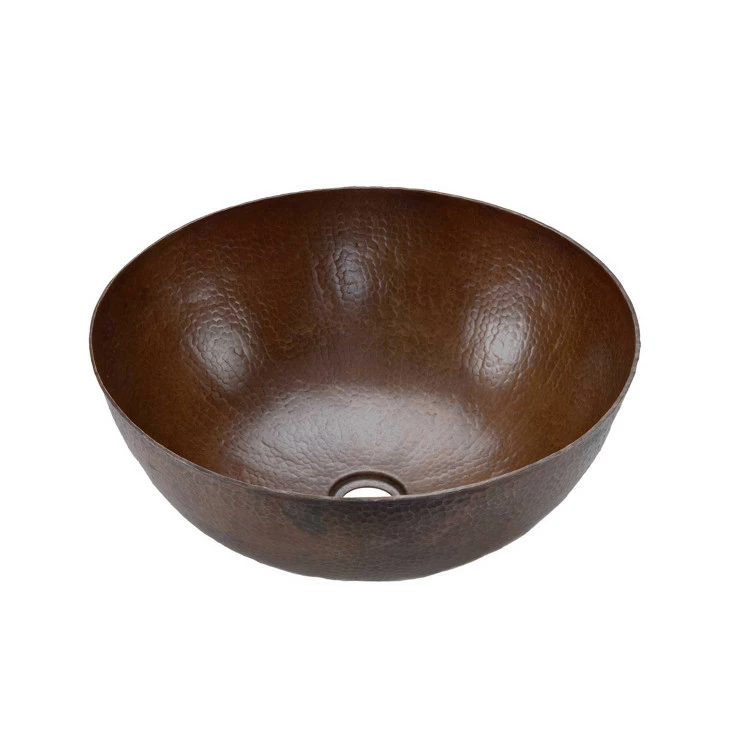 Premier Copper Products Small Round Vessel Hammered Copper Sink 3 Premier Copper Products Small Round Vessel Hammered Copper Sink