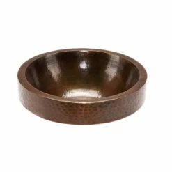 Premier Copper Products Round Skirted Vessel Hammered Copper Sink
