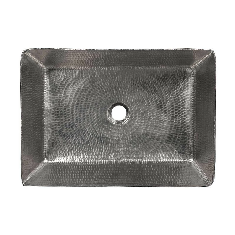 Premier Copper Products 20" Rectangle Vessel Hammered Copper Sink In Nickel 4 Premier Copper Products 20" Rectangle Vessel Hammered Copper Sink In Nickel - Image 2