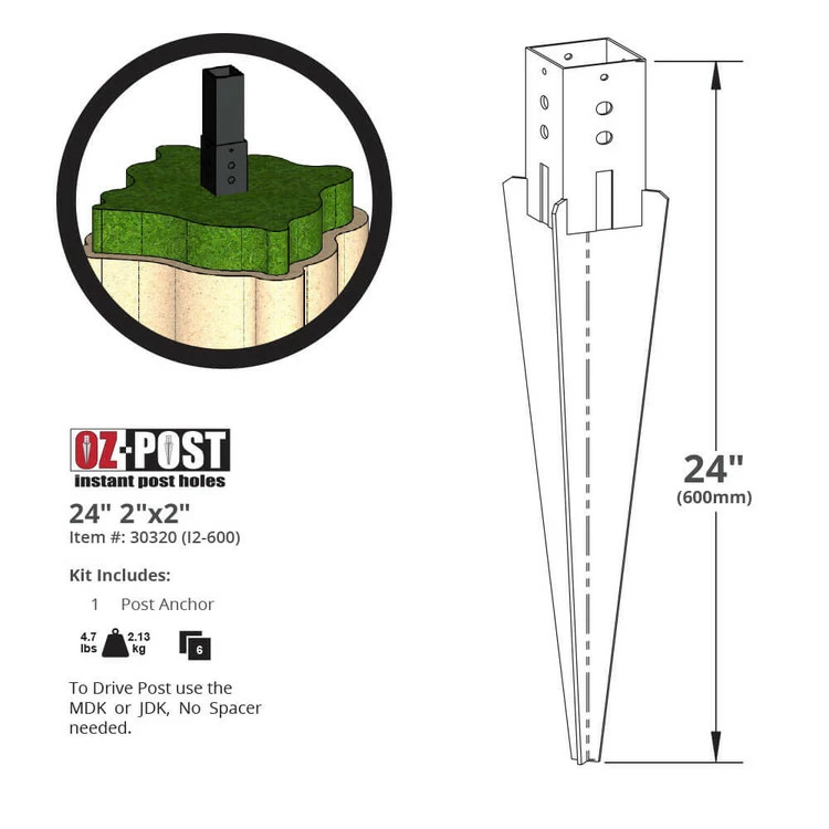 OZCO Building Products OZ-POST I2-600 Square Post Anchor - 2" 4 OZCO Building Products OZ-POST I2-600 Square Post Anchor - 2" - Image 2